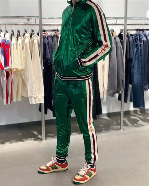 green gucci tracksuit|gucci green tracksuit men.